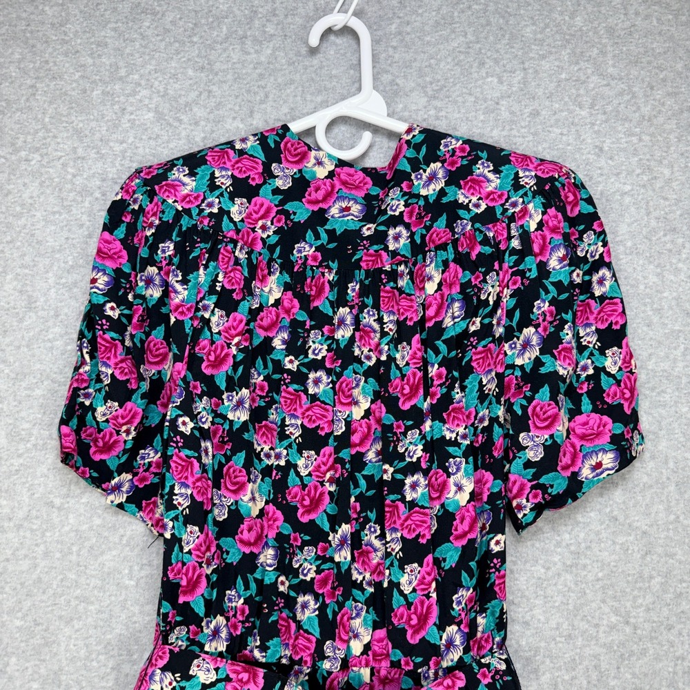 E.D. Michaels Floral Romper 9/10P Multicolor VTG 90s Cottagecore Shoulder Pads - Picture 7 of 15